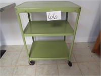 Vintage Green Painted Metal Cart 24" W X 17" D X