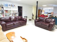 Matching Brown/Burgundy Couch & Love Seat;