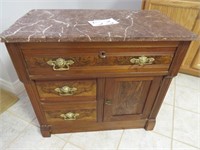 Small Antique Chest w/Dovetail Drawers Marble