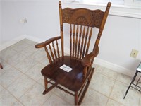 Spindle Back Rocking Chair w/Carved Back (Seat