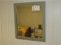 Vintage Gray Framed Beveled Wall Mirror 23"W X