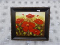 FRAMED ACRYLIC ON CANVAS OF RED FLOWER PATCH 30.5"