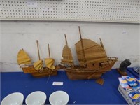 2 WOODEN SHIP MODELS