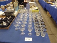 COLLECTION OF PLATINUM RIMMED STEMWARE, CUPS, AND