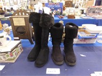 LL BEAN SIZE 9 BLACK LEATHER BOOT WITH FAUX SHEEP