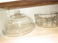 Glass Cake Plate w/Dome, Glass Fruit Bowl,
