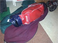 Two soft golf club bag covers and Ping golf bag