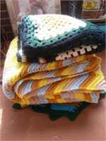 Three large heavy knit afghans