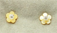 9S- 14k Yellow Gold Cubic Zirconia Earrings w/