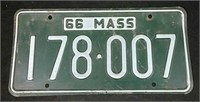 Antique Mass USA #1966 License Plate