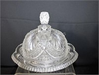 Antique Pressed Glass LARGE Domed Butter Dish
