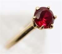 10K Yellow Gold 3/4 Ct Solitaire Synthetic Ruby