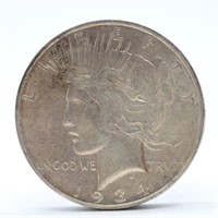 1934-D  Peace Silver Dollar  (AU)