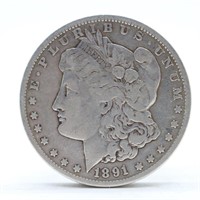 1891-P Morgan Silver Dollar  (Fine)