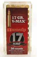 50rds Hornady 17Gr. V-MAX 17HMR Cartridges