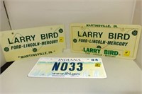 3 LARRY BIRD RELATED LICENSE PLATE/PLATE HOLDERS