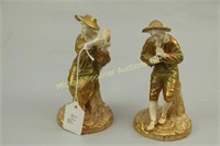 PAIR ROYAL WORCESTER GOLD LUSTRE MUSICAL FIGURES