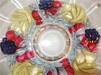 Vintage Glass Cake Plate with Fruit
