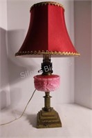Victorian Converted Cranberry Milk Glass Lamp