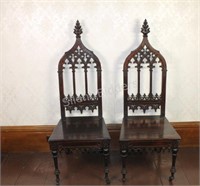 18th Century Carved Gothic Revival Chairs Box Seat