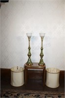 Vintage Stiffel Torchiere Brass & Enamel Lamps