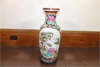 Floor Asian Decorative Vase on Wood Base