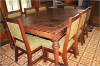 Regency Style Leather Top Dining Table & Chairs