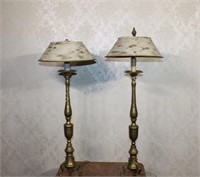Vintage Solid Brass with Metal Shades Table Lamps