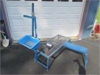 blue metal goat milking stand - (or grooming)