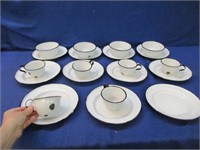 old black-white enamel plates-cups (21pcs total)