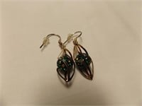 Sterling and green stone Dangle earrings