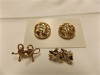 3 pair of  goldtone earrings.