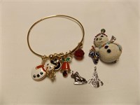Snowman pin and Snowman bracelet