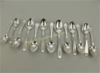 THIRTEEN BIRKS STERLING SPOONS "TUDOR WREATH"