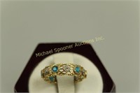 14K GOLD DIAMOND AND SEMI PRECIOUS STONE RING