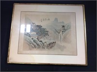 Chinese painting on silk framed