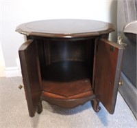 Walnut end table with cabinet