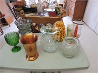Candles, candle sticks, vases etc