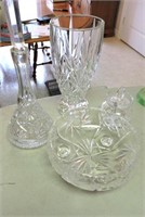 Heavy Crystal vase, pinwheel crystal etc