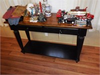 Contemporary Oak and black lacquer two drawer