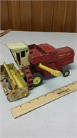 Vtg metal New Holland combine toy tractor