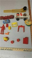 Vintage toys - wood fire truck w/ bell + much more