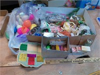Variety sewing and crafting supplies and plastic