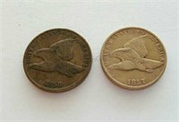 1857 and 1858 Flying Eagle One Cent Coins