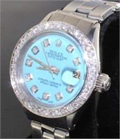 Ladies Oyster Date Turquoise Rolex Watch