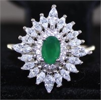 Stunning Emerald & White Topaz Cocktail Ring