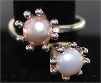 Elegant 7.5 mm DBL Rose & White Pearl Ring