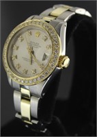 18kt/SS Ladies Oyster Perpetual Rolex w/Diamonds