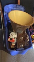 Large tote of miscellaneous items including: