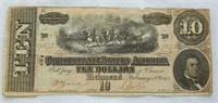 1864 $10 Confederate State of America Note